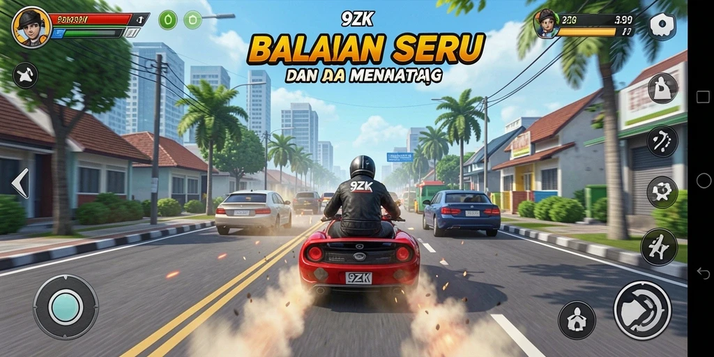 Gameplay Racing yang menegangkan dan kompetitif dalam 9ZK.