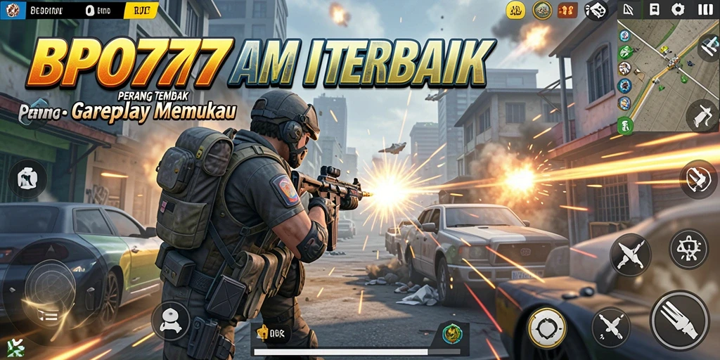 Screenshot BPO777 menampilkan aksi menembak intens dan grafis yang memukau.