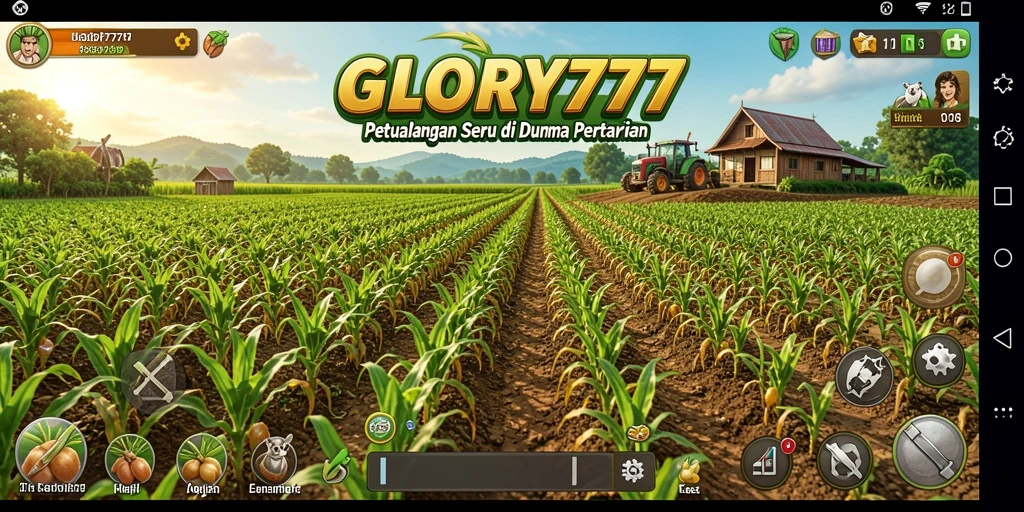 Screenshot gameplay GLORY777 menampilkan petualangan seru dalam bertani.